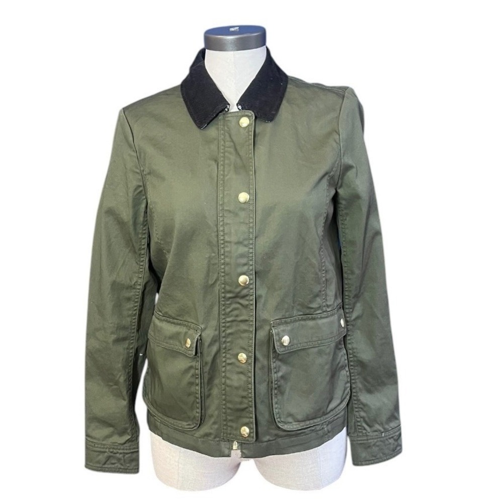 J.Crew Womens Olive Green Cotton Corduroy Collar Field Utility Jacket XS - Picture 2 of 12